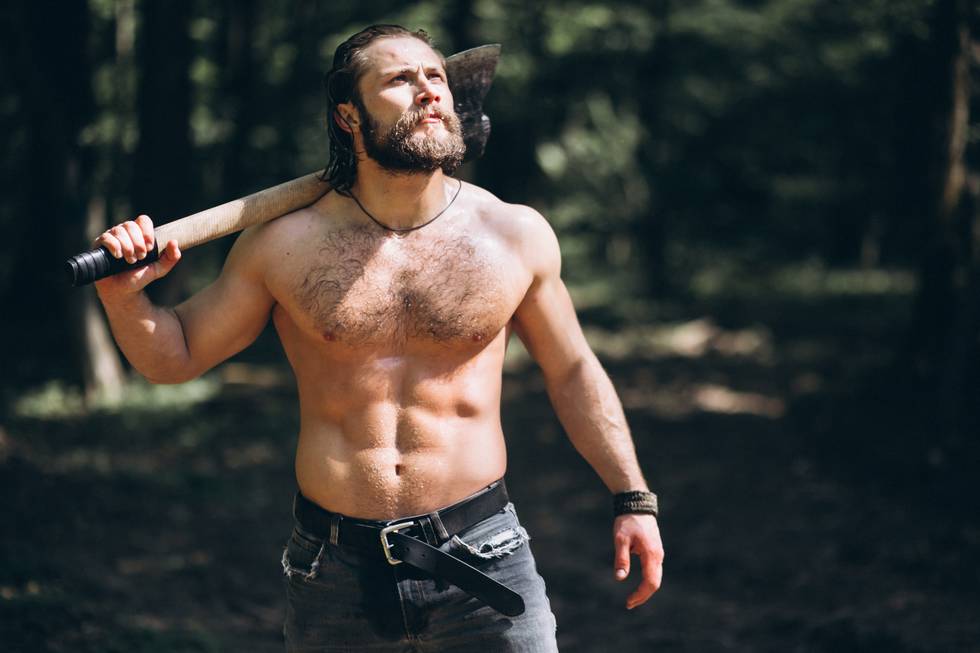 Mann, Muskeln, Macho, Wald Mann, Muskeln, Macho, Wald